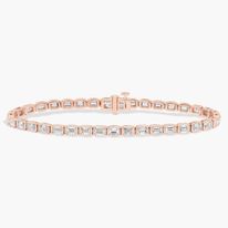 Emerald Cut Diamond Tennis Bracelet In 14K Rose Gold